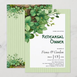 Greenery St. patricks Day bröllop rehearsal Middag Inbjudningar
