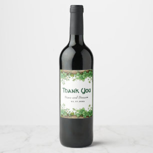 Greenery St Patricks Day Tack bröllop Vinflaska Etikett