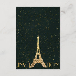 Greenery Starry Guld Eiffel Torn Paris Crystals Inbjudningar