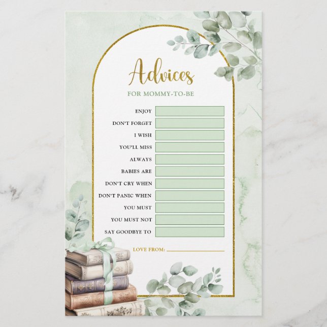 Greenery Storybook Advices for Mamma to be Games (Framsida)