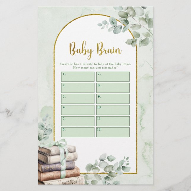 Greenery Storybook Baby Brain-spel (Framsida)