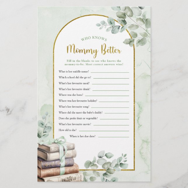 Greenery Storybook Vem Känner Mamma Bäst Spel (Framsida)
