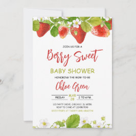 Greenery Strawberry Baby Shower Inbjudningar