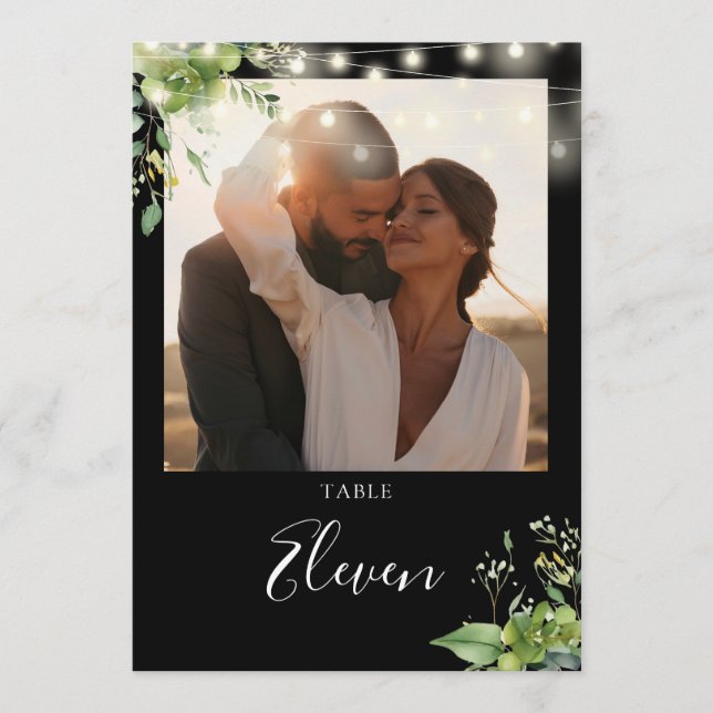 Greenery String Ljus Photo Bordsnummer (Framsida)