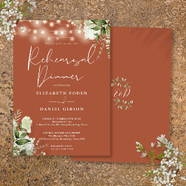 Greenery String Ljus Terracotta Rehearsal Dinner Inbjudningar