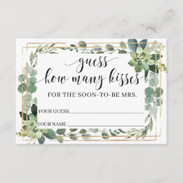 Greenery Succulent Hur många kyssar i burk Tilläggskort