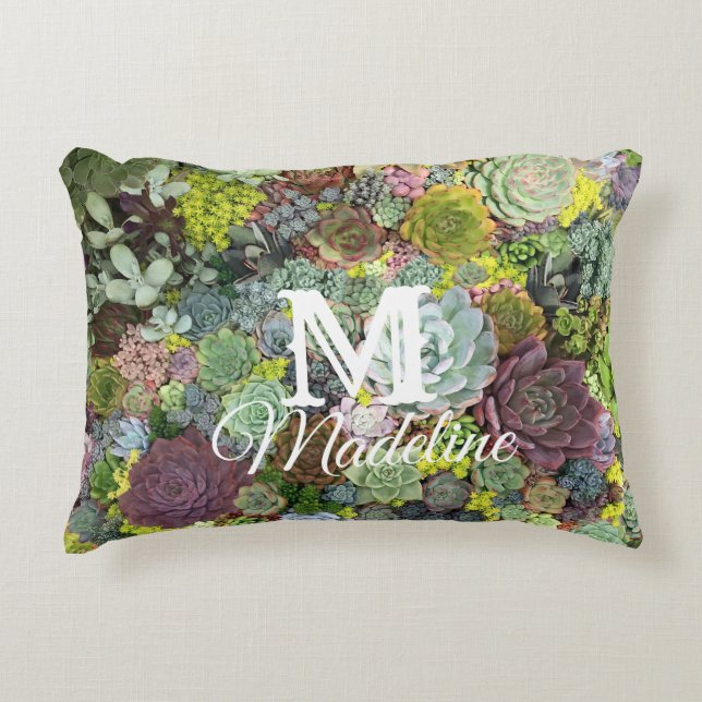 Greenery Succulents Prydnadskudde (Framsidan)