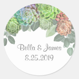 Greenery Succulents Round Stickers Runt Klistermärke