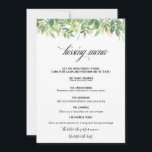 Greenery Summer Destination Kissing Menu<br><div class="desc">Den här gröna sommardestinationskyssmenyn är perfekt för ett enkelt bröllopsmottagande. Grönt  handritat löv,  bladverk adorn idylliskt geometriskt ramar,  som sörjer stil och klass för att försköna dina tillfälle-kort.</div>
