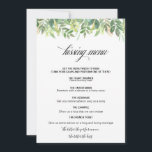 Greenery Summer Destination Kissing Menu<br><div class="desc">Den här gröna sommardestinationskyssmenyn är perfekt för ett enkelt bröllopsmottagande. Grönt  handritat löv,  bladverk adorn idylliskt geometriskt ramar,  som sörjer stil och klass för att försköna dina tillfälle-kort.</div>