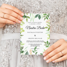 Greenery Summer Destination Spain Bröllop Inbjudningar