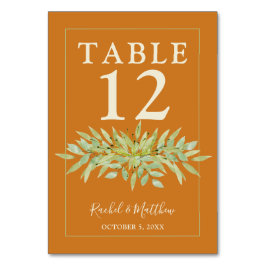 Greenery Swag på Ochre Bröllop Bordsnummer