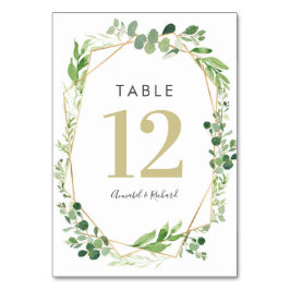 Greenery Terrarium och guld Bröllop bord-kort Bordsnummer