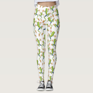Greenery Träd-Frog Mönster Design Leggings