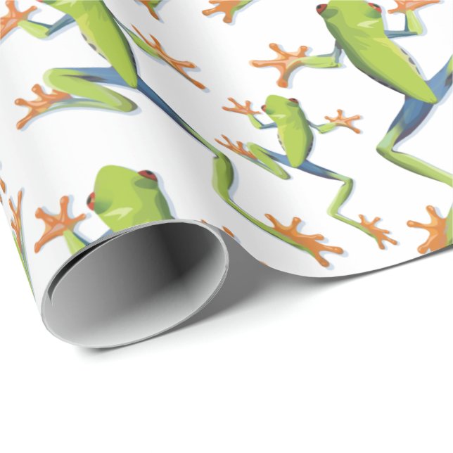 Greenery Träd-Frog Mönster Design Presentpapper (Rullad Hörn)