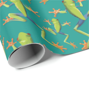 Greenery Träd-Frog Mönster Design Presentpapper