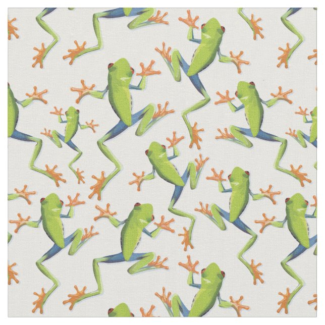 Greenery Träd-Frog Mönster Design Tyg (Närbild)