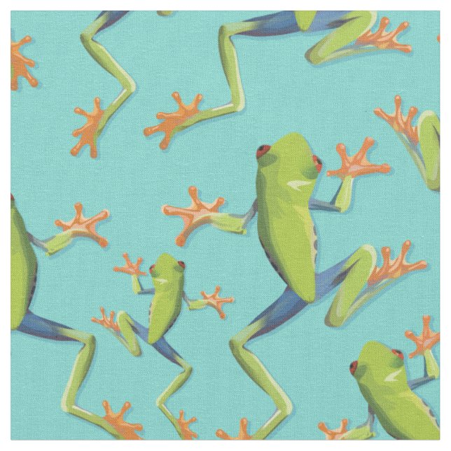 Greenery Träd-Frog Mönster Design Tyg (Närbild)