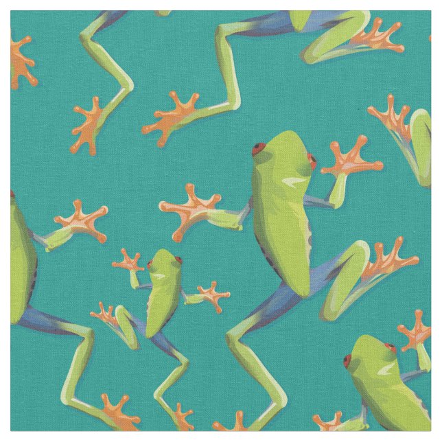 Greenery Träd-Frog Mönster Design Tyg (Närbild)