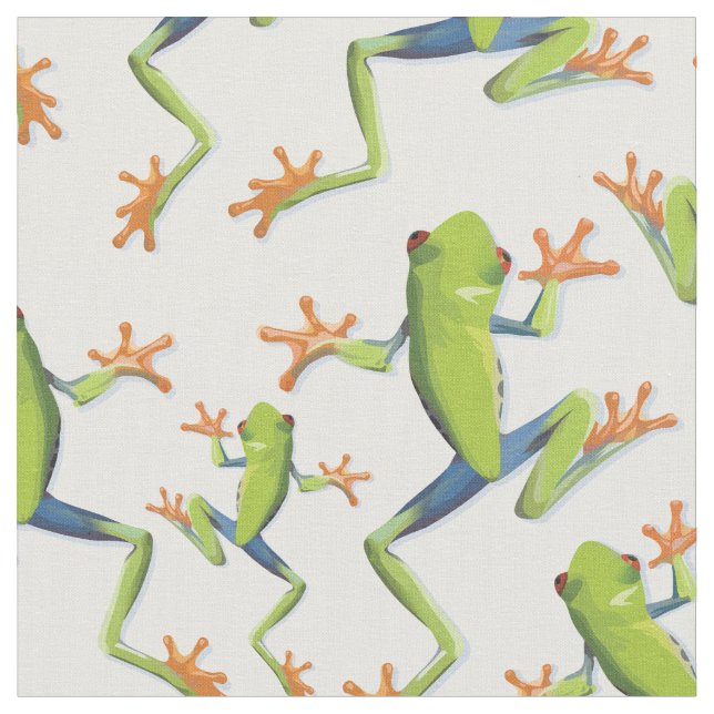Greenery Träd-Frog Mönster Design Tyg (Närbild)