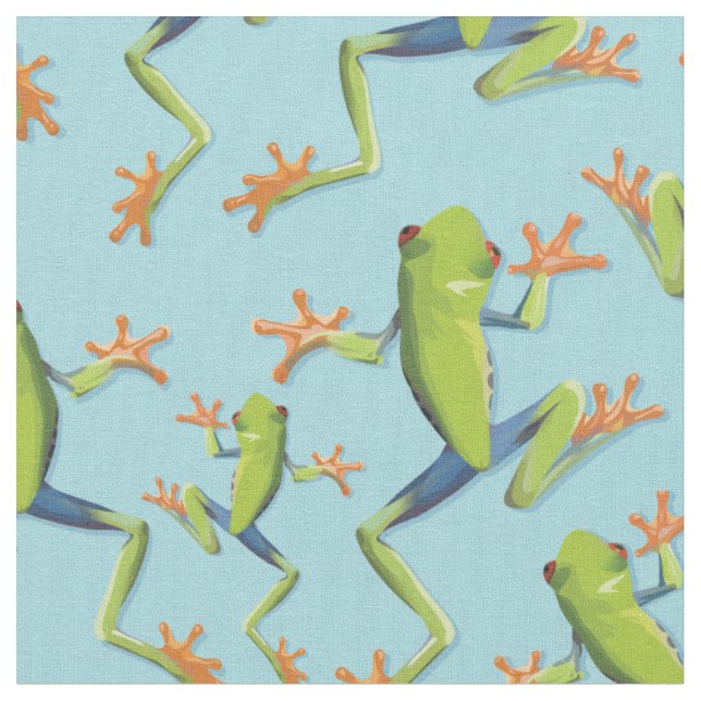 Greenery Träd-Frog Mönster Design Tyg (Närbild)