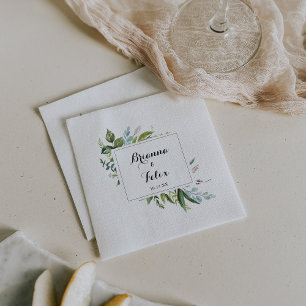 Greenery Tropical Calligraphy Bröllop Napkin Pappersservett