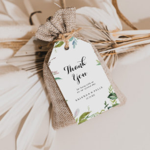 Greenery Tropical Calligraphy Bröllop Tack Presentetikett