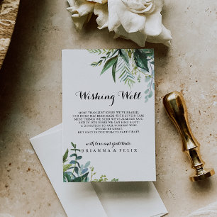 Greenery Tropical Calligraphy Bröllop Wishing well Tilläggskort