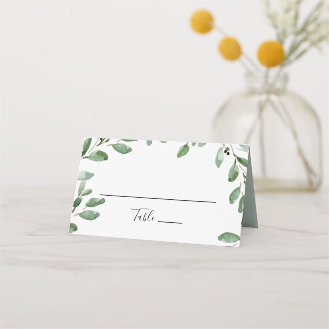 Greenery Tropical Eucalyptus Bröllop Place Card Placeringskort (Framsida)