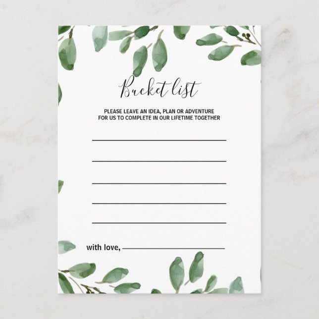 Greenery Tropical Eucalyptus Bucket List Cards Vykort (Framsida)