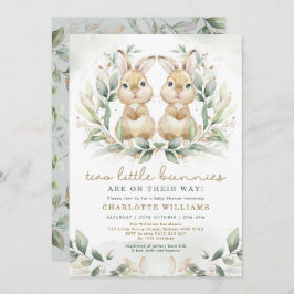 Greenery Twin Bunny Baby Shower Påsk Rabbit Inbjudningar