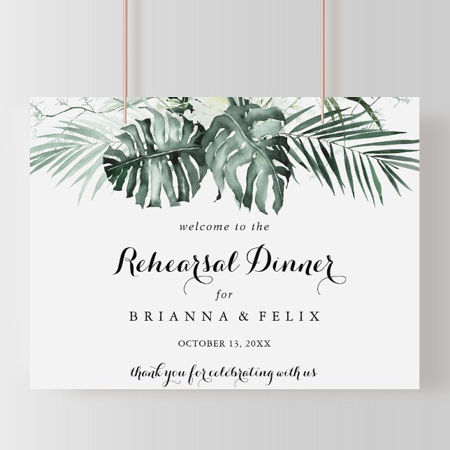 Greenery Vågrät Rehearsal Dinner Välkommen Poster (Skapare uppladdad)