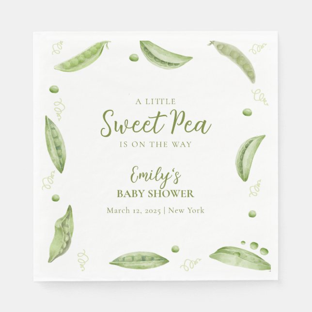 Greenery Veggie Sweet Pea in Pod Baby Shower Pappersservett (Framsidan)