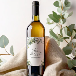 Greenery Vi är engagerad Förlovningsfest Vinflaska Etikett