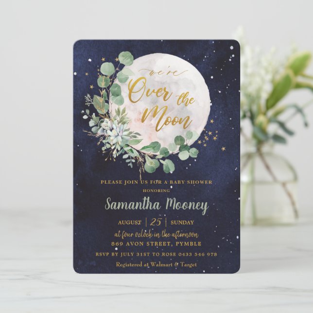 Greenery vi är över Neutraltens babyskor i Måne Inbjudningar (Stående Fram)