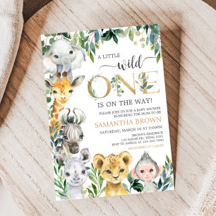 Greenery Vild en Safari Baby Shower Inbjudningar