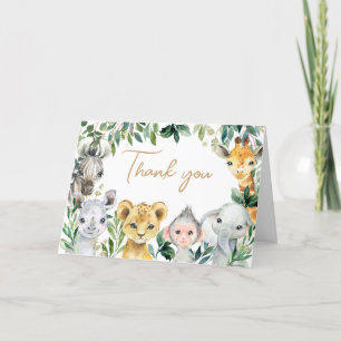 Greenery Vild en Safari Baby Shower Tack Kort