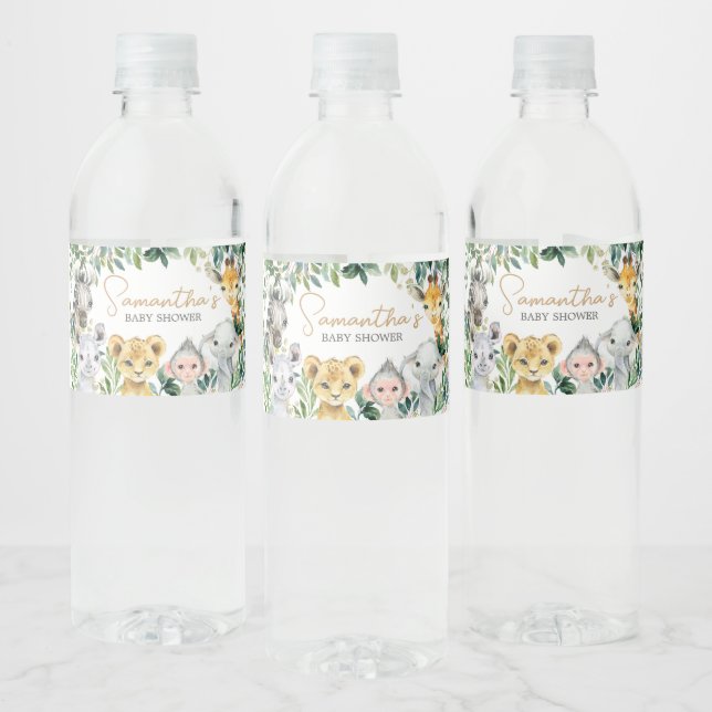 Greenery Vild en Safari Baby Shower Vattenflaskor Etikett (Flaskor)
