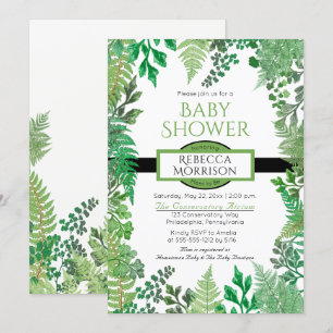 Greenery Vild Ferns Baby Shower-inbjudningar Inbjudningar