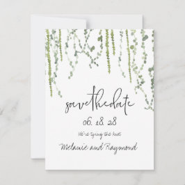 Greenery Vines Bröllop spara datum Card Datumet