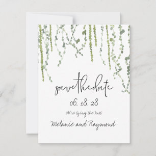 Greenery Vines Bröllop spara datum Card Datumet