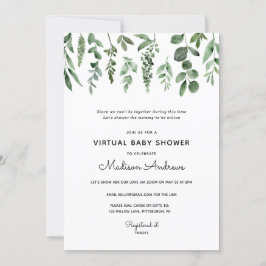 Greenery Virtuell Baby Shower Inbjudningar