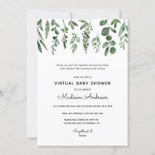 Greenery Virtuell Baby Shower Inbjudningar