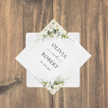 Greenery Vit ros Bröllop Bröllop Napkins