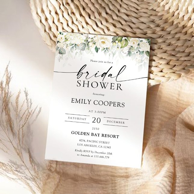 Greenery Vit ros Inbjudningskort för möhippan (Skapare uppladdad)