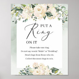 Greenery vit ros satte ring på spelskylten poster