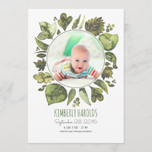 Greenery WAN Pavisserligen Nyfödd Baby Fotofödelse Meddelande