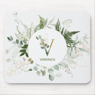Greenery Wandei Monogram Brev V Mouse Pad Musmatta