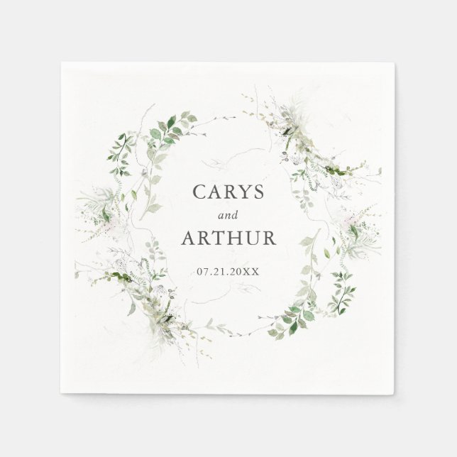 Greenery WandeModern Bröllop Pappersservett (Framsidan)