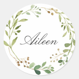 Greenery Wandepersonalize namn Runt Klistermärke